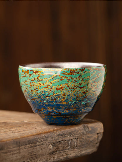 Handmade lacquer tea cup with oil droplet spots