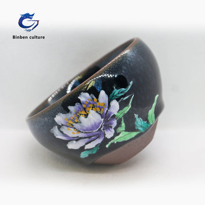 Lianhongda Jianzhan Type: Bundle Mouth Glazed Surface: Colorful Oil Drop Paint Hand drawn